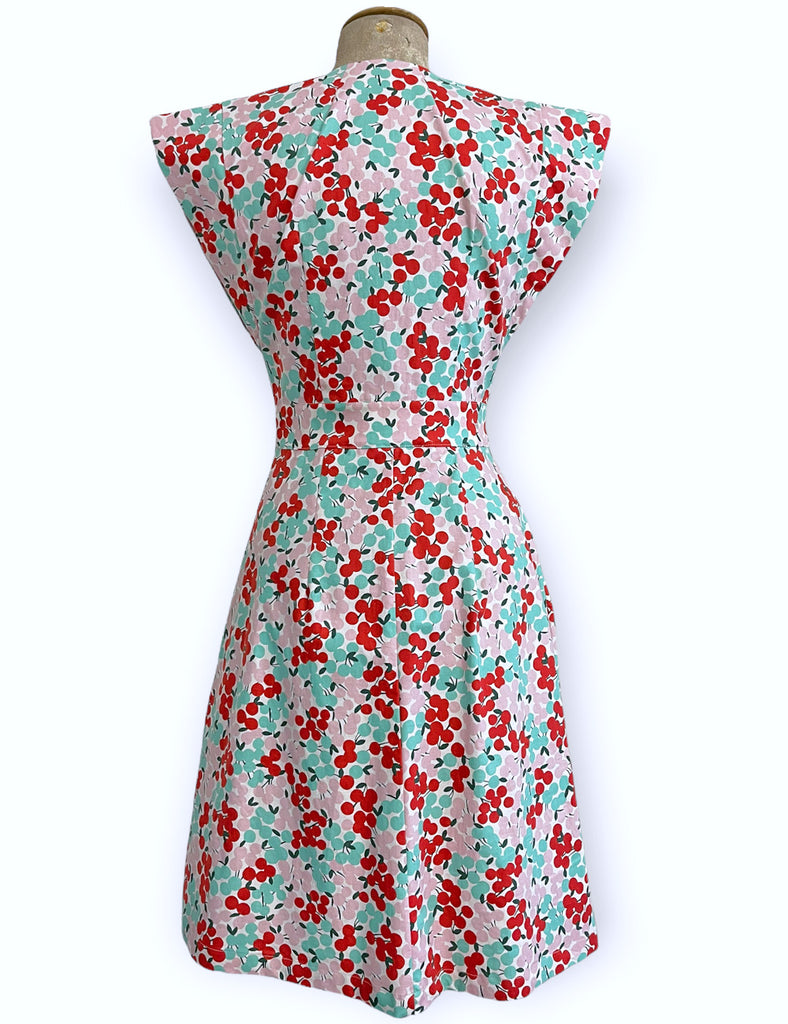 1940s Style Holiday Berry Garden Wrap Dress